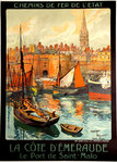 Poster   Le Port de St  Malo La Cote D'Emeraude   Chemin de Fer de L'Etat   Maurisse Toussaint  1923
