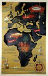 Affiche  Sabena  Carte de L'Afrique et de L'Europe  C  Dohet  1950