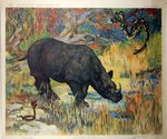 Affiche Les Animaux Sauvages  Rhinoceros  Henry Baudot  circa   1900