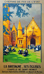 Affiche    Chemin de fer de L'Etat La Bretagne  Ses Eglises Chapelle de Saint Herbot  Alo  1925