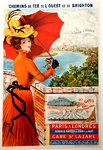 Affiche  Paris  Londres  La Tamise a Windsor  Chemin de Fer de L'ouest et de Brighton  LEM 1900