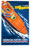 Affiche    American Export Lines  SS Independence  SS Constitution   Georges  Renevy   Circa 1950