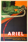 Affiche  Ariel  To-Morrow's Motorcycle Available To-Day   Circa 1920