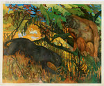 Affiche  Boa  Lama  Jaguar  Les Annimaux  Sauvages  Henry  Baudot  Circa 1900