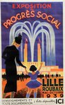 Affiche   Exposition du Progres Social -Lille  Roubaix  1939