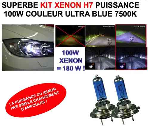 Ampoules H7 xenon 100W! la Puissance Xenon Par Simple Changement d'Ampoules !