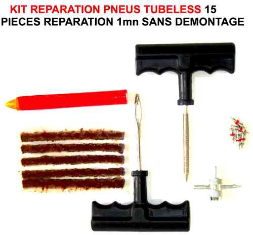 Réparation sans Démontage ! Kit Réparation Pneus Tubeless 15 pieces