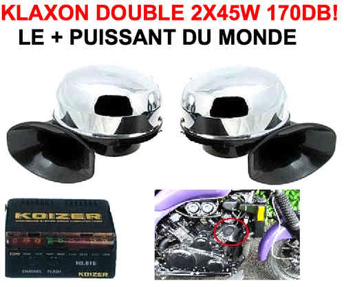 Klaxon Double Chromé 2X45W 170db