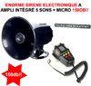 Puissante Sirene Electronique 12V 5 sons + Micro 150db!