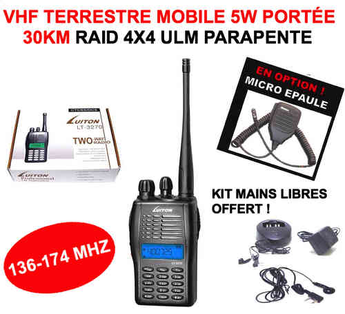 VHF Terrestre Portable 5W portée 30km