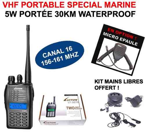 VHF Marine Portable 5W portée 30km Waterproof