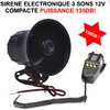 Puissante Sirene 12V 3 sons Telecommande 135db!