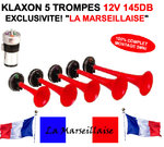 EXCLUSIVITE! Enorme Klaxon 12V 145db 5 trompes "LA MARSEILLAISE"
