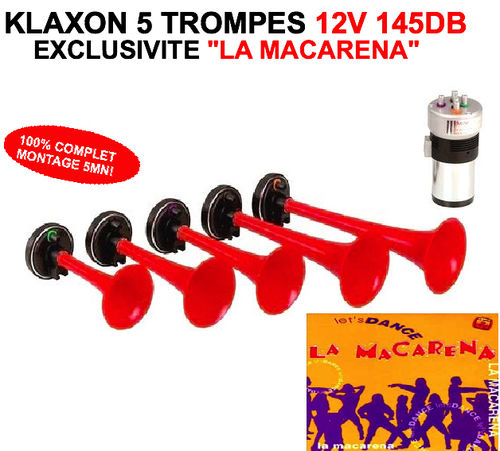 EXCLUSIVITE! Enorme Klaxon 12V 145db 5 trompes "LA MACARENA"