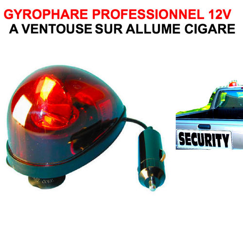 Gyrophare Rouge Compact et Puissant à Ventouses 12V sur Allume-Cigare