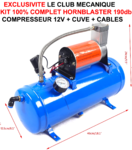 Kit Complet Compresseur 12V + Cuve 6L pour sirene HORNBLASTER 8 Bars 190db