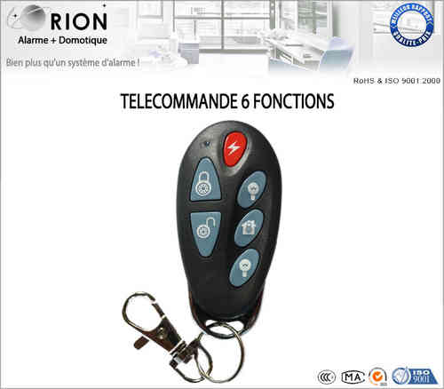 Télécommande 6 fonctions pour système d'alarme sans fil Orion