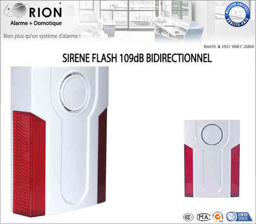 Sirène sans fil intérieure/extérieure 115 dB avec flash