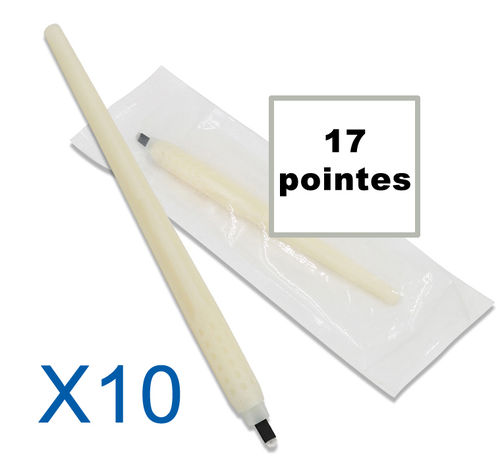 Stylo microblading 17 pointes jetable lot de 10