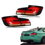 2 FEUX ARRIERE LED 3D LOOK M5 CS POUR BMW SERIE 5 F10 DE 2010 A 2017 ROUGE ET NOIR