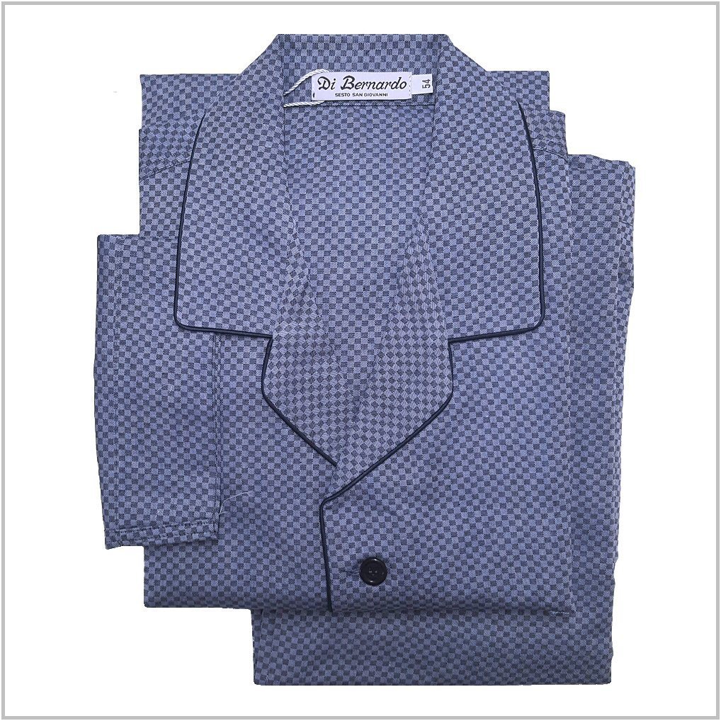 Di Bernardo art. Udine 101 col. blu/turchese - Pigiama in tessuto camicia, puro cotone Twill
