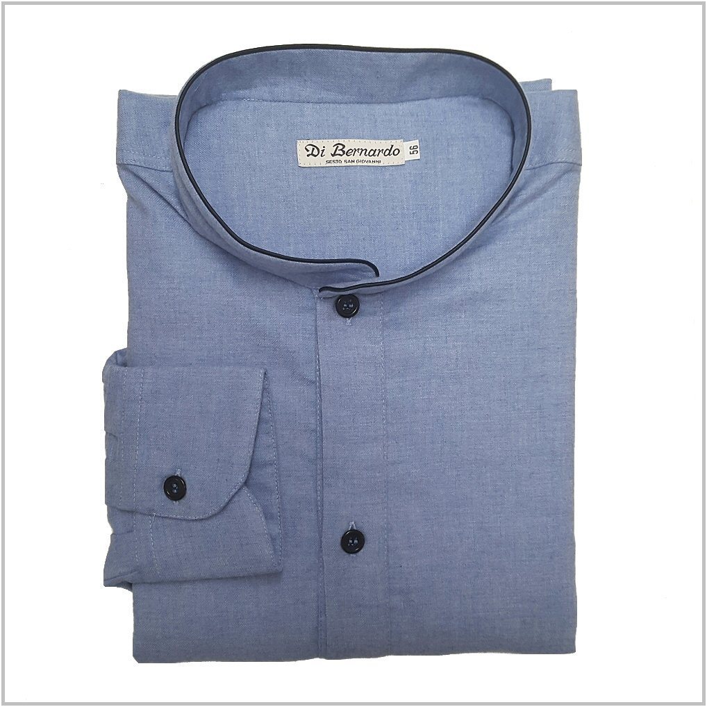 Di Bernardo art. Trench 301 col. azzurro - Camicia da notte uomo, puro cotone Flanella