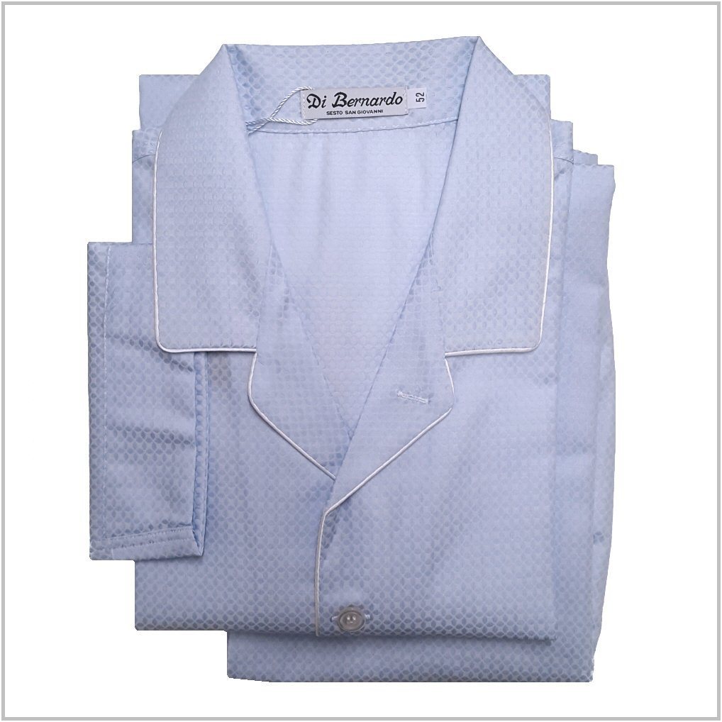Di Bernardo art. Zaire 101 col. azzurro - Pigiama in tessuto camicia, cotone Operato