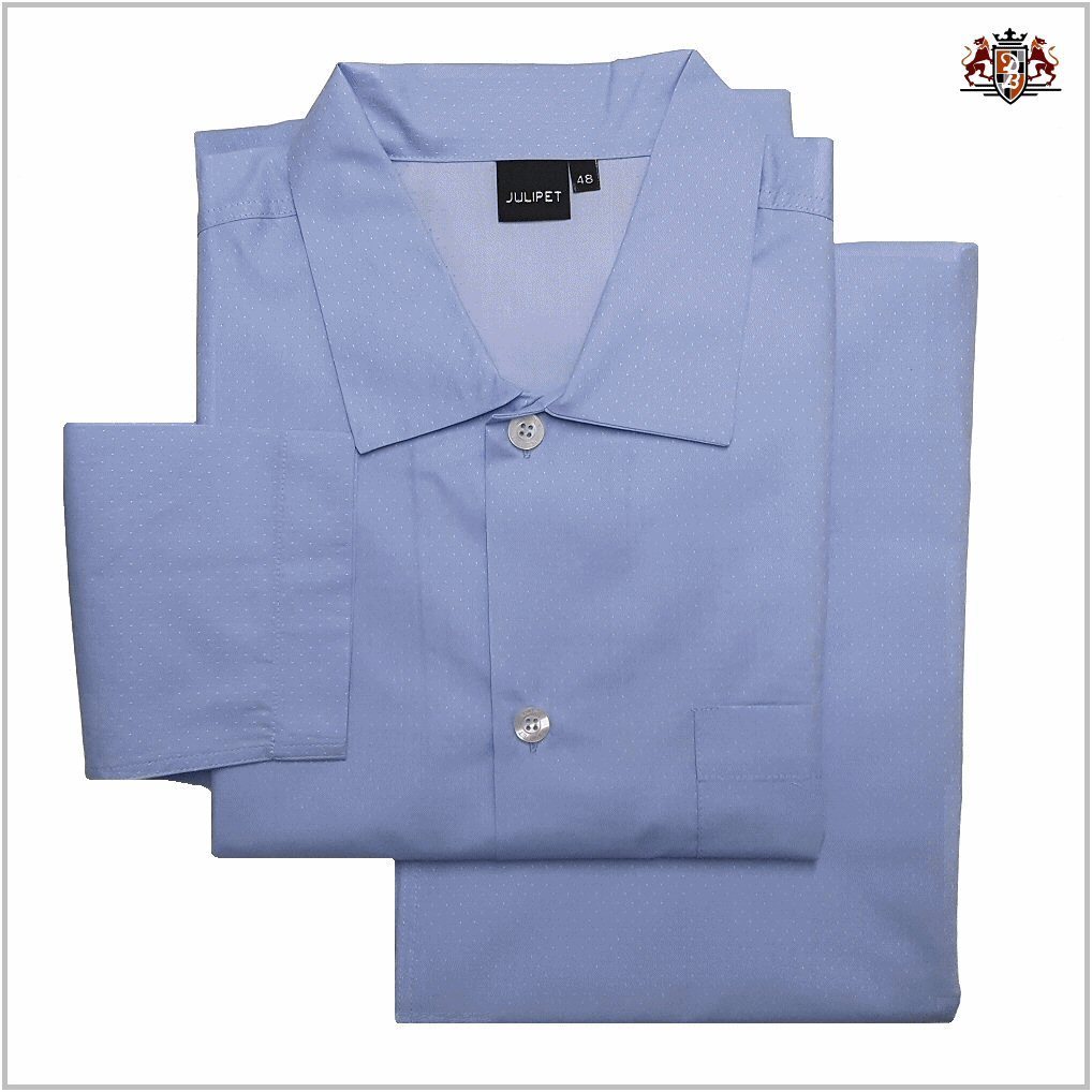 Julipet art. JAL663 Fiuggi col. 152 azzurro - Pigiama in tessuto camicia, puro cotone Popeline