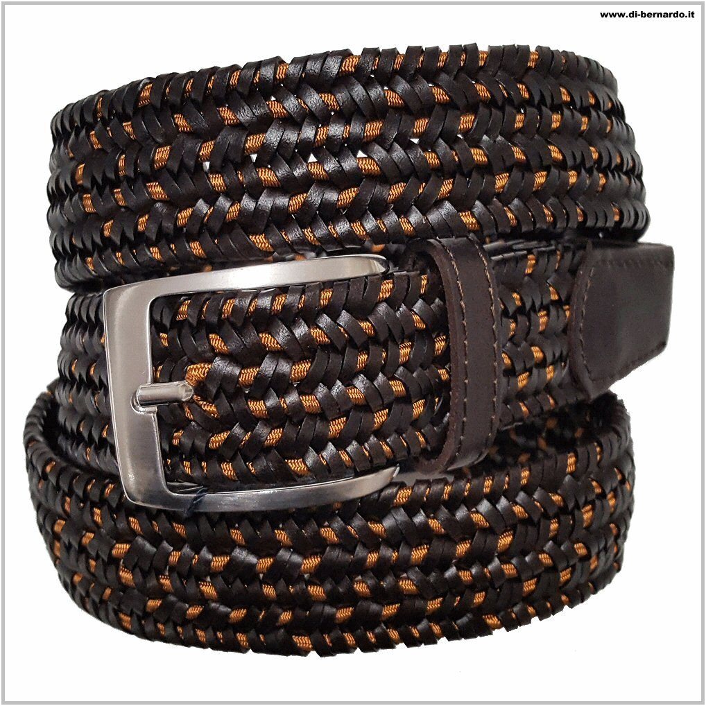 Old Crest art. CNT 6062/02 colore moro/arancio - Cintura sportiva intreccio pelle elasticizzata