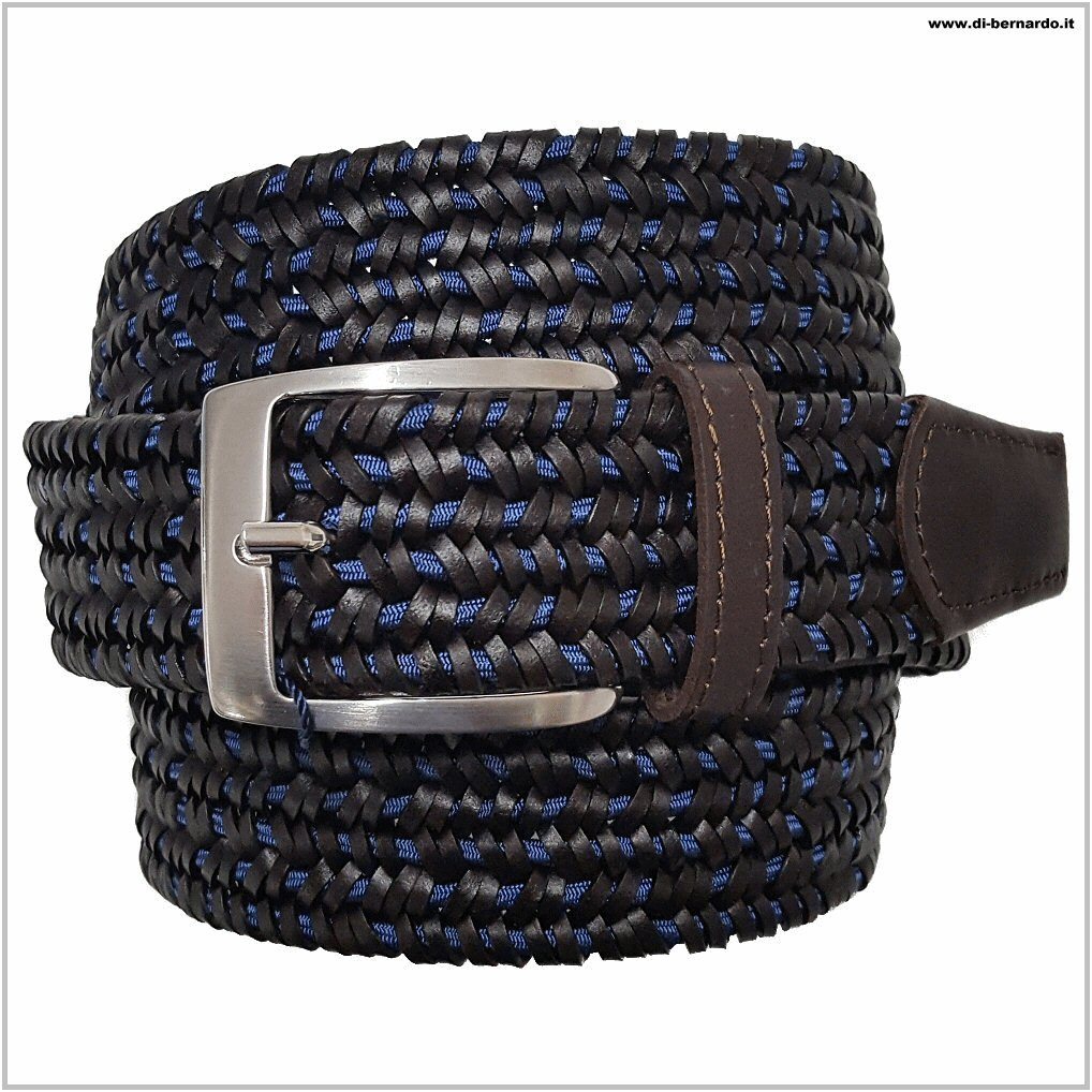 Old Crest art. CNT 6062/05 colore moro/royal - Cintura sportiva intreccio pelle elasticizzata