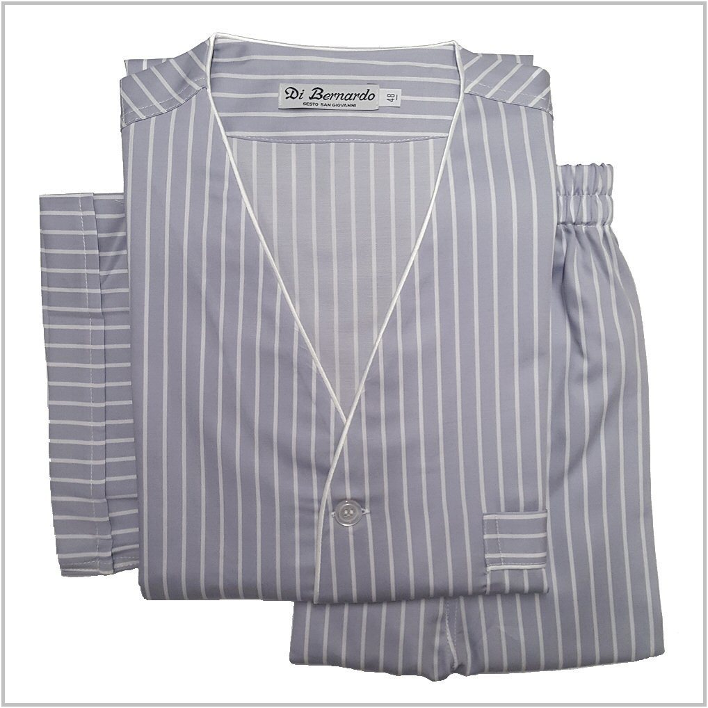 Di Bernardo art. Cambridge 103/5 col. grigio - Pigiama corto in tessuto camicia, puro cotone