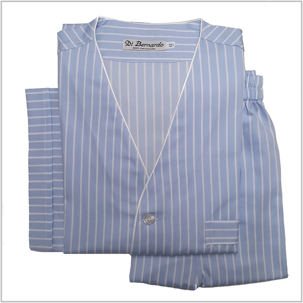 Di Bernardo art. Cambridge 103/5 col. azzurro - Pigiama corto in tessuto camicia, puro cotone