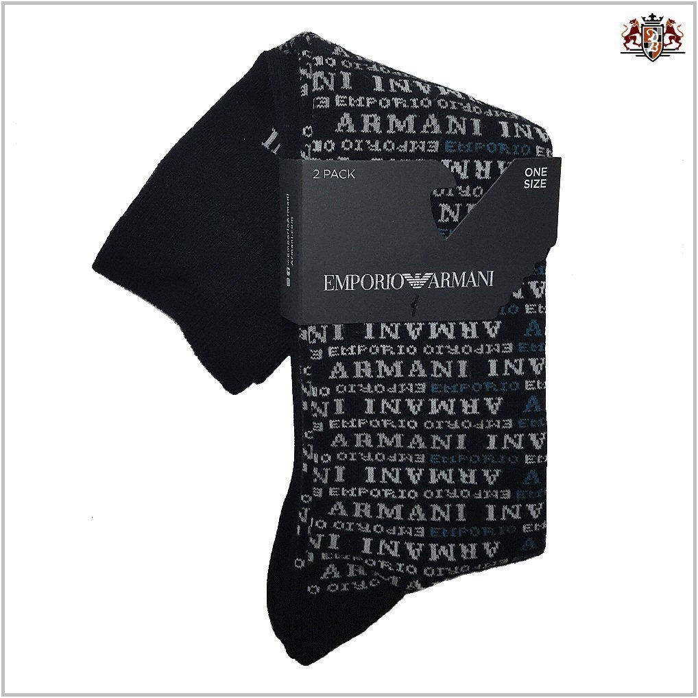 Emporio Armani art. 302301 2F293 col. 020 nero - Confezione 2 calze uomo, misto cotone caldo