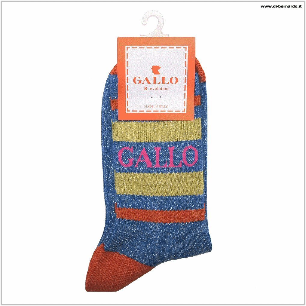Gallo art. AP510723 col. 12857 - Calzino corto DONNA in fantasia rigata multicolor, cotone fresco