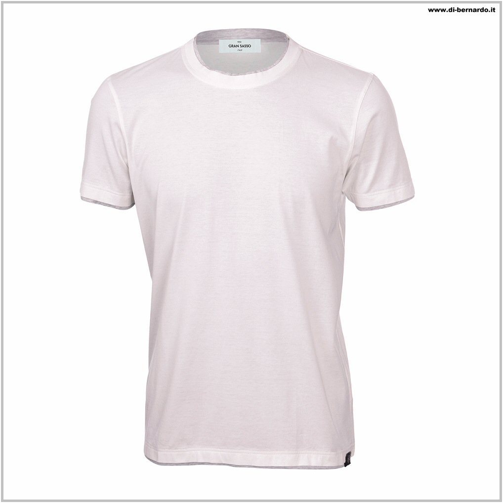 Gran Sasso art. 60123/73710 col. 005 bianco/grigio - T-Shirt girocollo mezza manica, puro cotone
