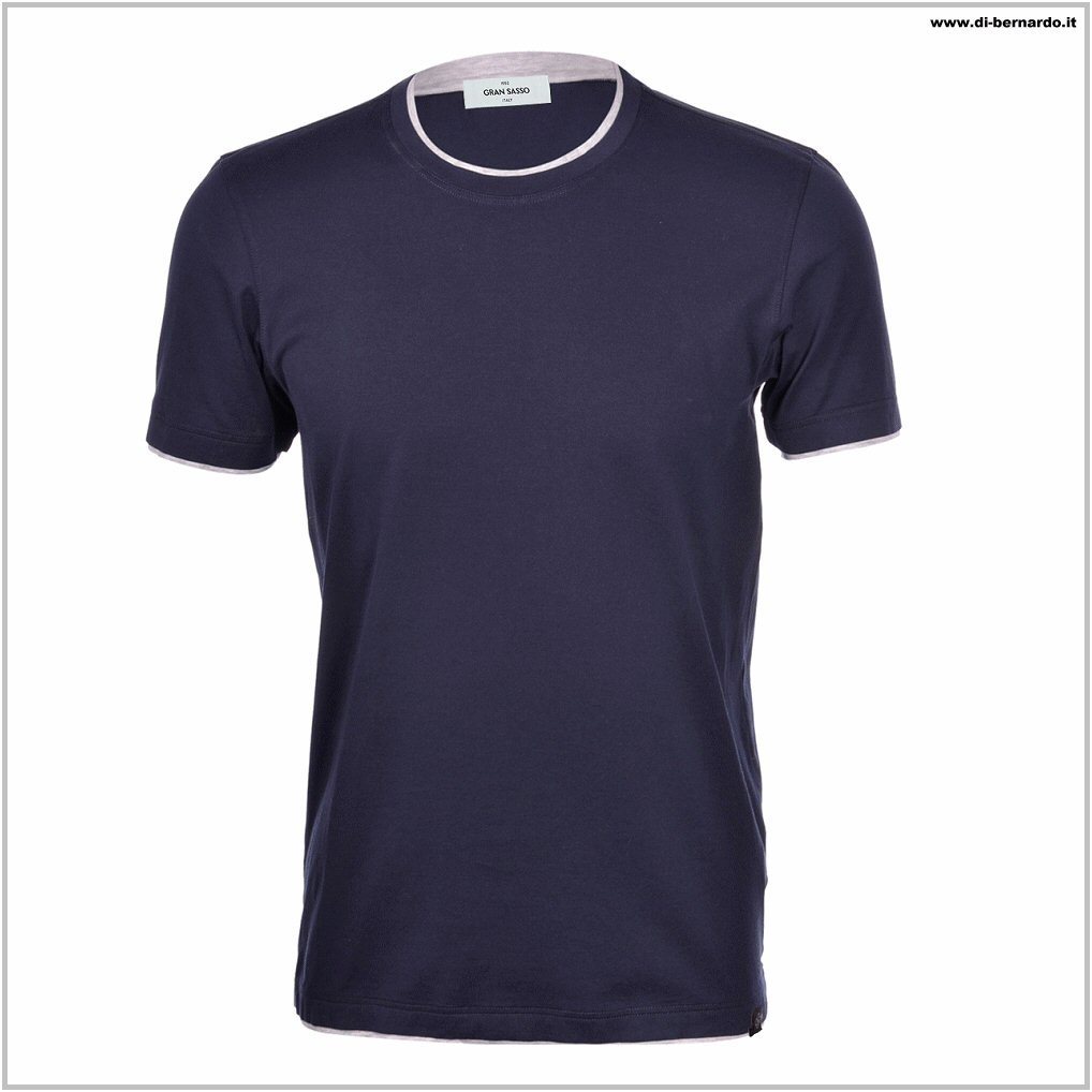 Gran Sasso art. 60123/73710 col. 590 blu/grigio - T-Shirt girocollo mezza manica, puro cotone