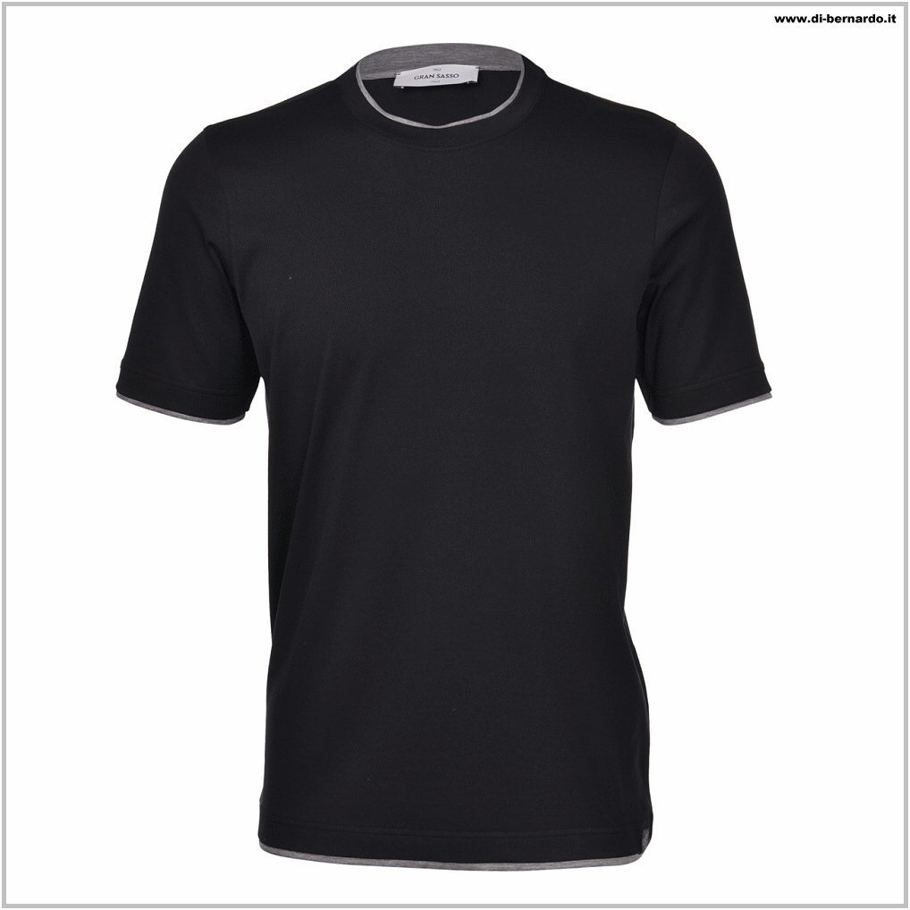 Gran Sasso art. 60123/73710 col. 099 nero/grigio - T-Shirt girocollo mezza manica, puro cotone