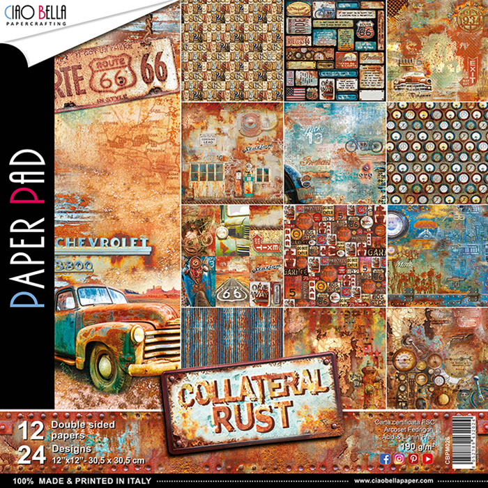 Set di 12 Carte 30x30 Ciao Bella Paper - Collateral rust