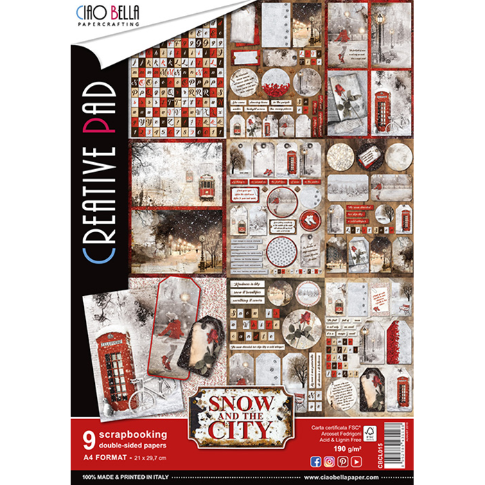 Set di 9 Carte A4 Ciao Bella Paper - Snow and the City