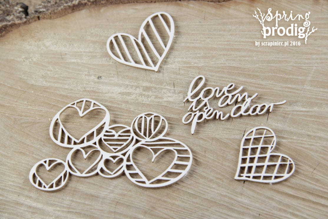 Chipboard Spring Prodigy Hearts - Scrapiniec