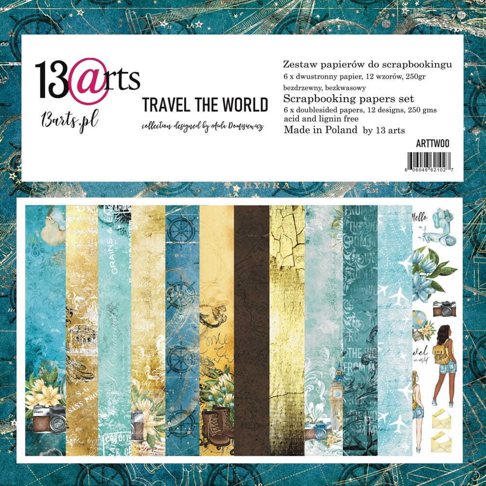 Set di 6 Carte 30x30 13Arts - Travel the world