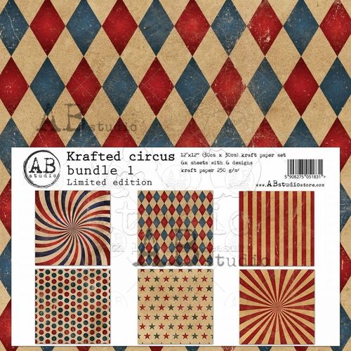 Set di 6 Carte 30x30 ABstudio - Krafted circus bundle 1