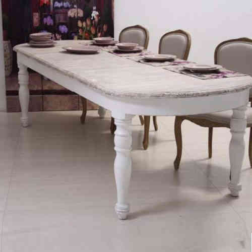 Tavolo ovale allungabile bianco shabby chic