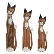 Statue gatti legno set 3pz