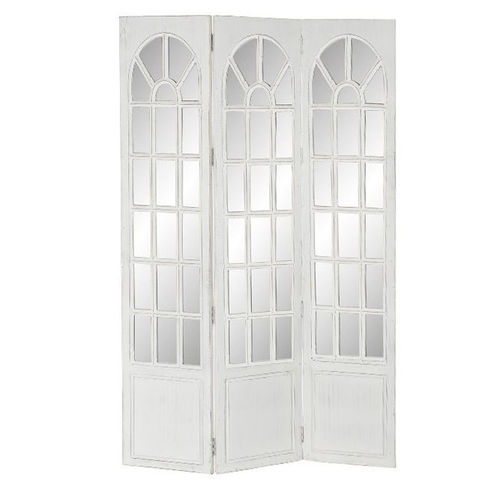 Paravento in legno bianco con specchi