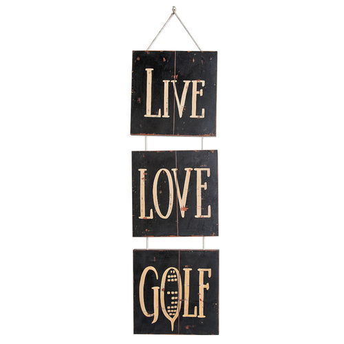 Murale legno vintage Live Love Golf