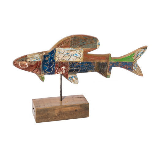 Statua pesce teak Giardino Vintage