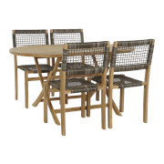 Set tavolo pieghevole teak e 4 sedie da giardino