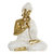 Statua buddha seduto bianco oro
