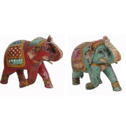 Set 2 elefanti legno dipinti